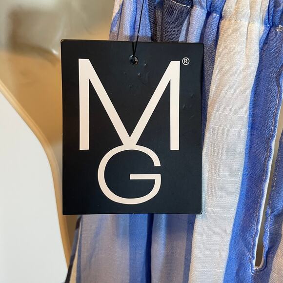 mlle gabrielle, Size 3X, Maxi Blue Striped Halter Dress - Picture 3 of 9